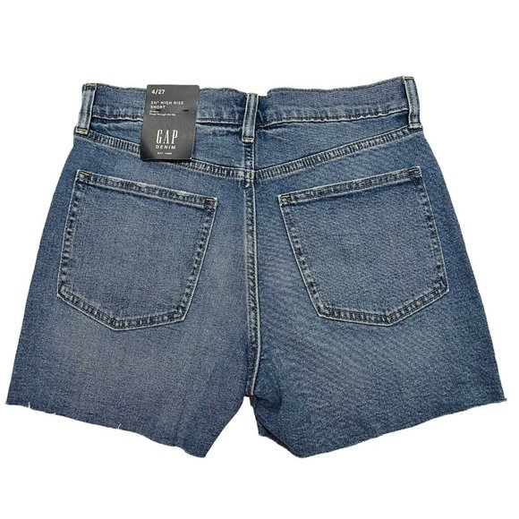 NWT GAP 3.5" High Rise Denim Shorts 10/30 Medium Wash Stretch Button Fly #679878 - Picture 2 of 4